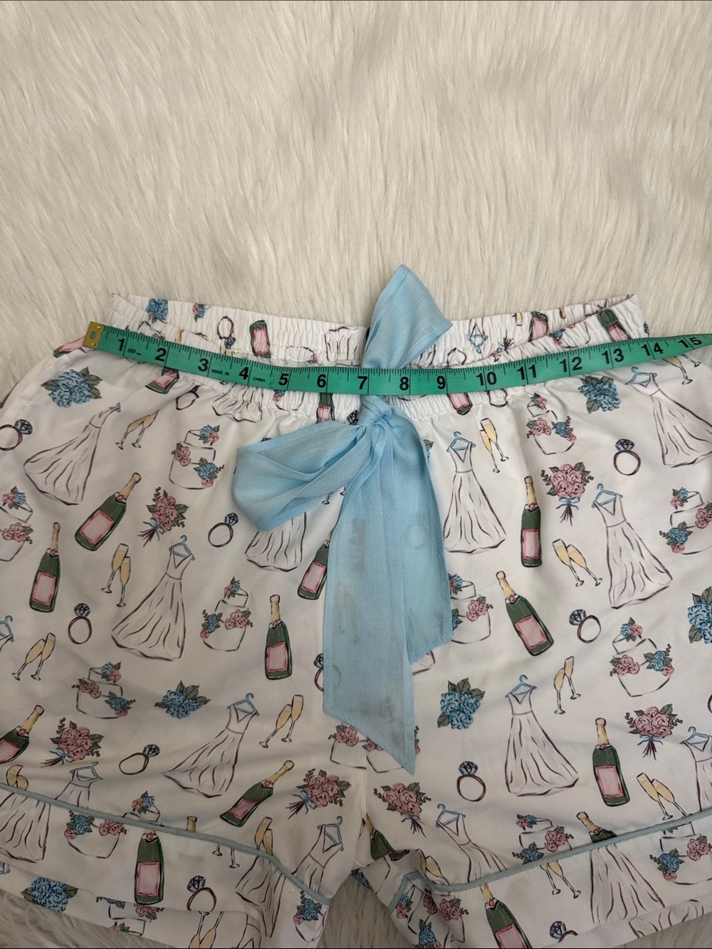 Mud Pie White Bride Floral Pajama Sleepwear Shorts Size M - Picture 11 of 14